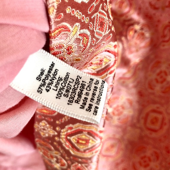 F21 Design Pink/Gold Geo Satin Sheath Dress - Picture 7 of 7